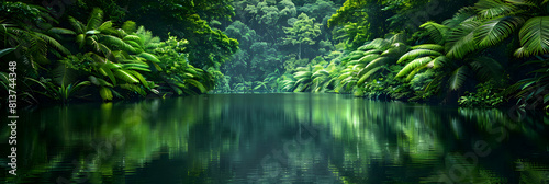 Serene Rainforest Lake Reflections  The Mystique of a Tropical Oasis