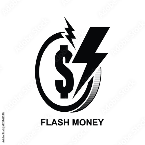 Quick money icon. Flash money icon. Flash icon isolated isolated on background.