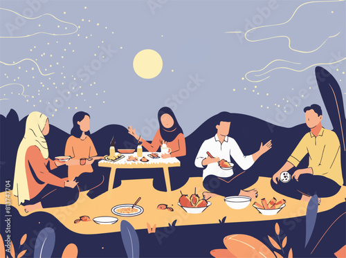 Family Dinner Gathering with Shared Food and Warm Conversations Around the Table