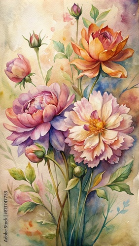 Beautiful watercolor floral arrangement