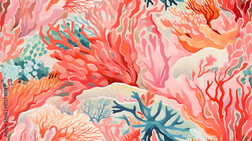 pastel coral reef detail gouache pattern poster background