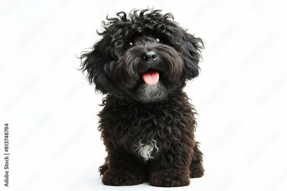 Barbet dog isolated white background Barbet dog isolated white background