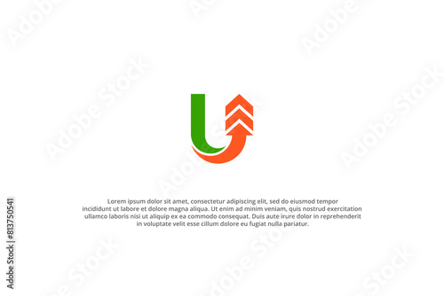 letter u turn arrow modern logo