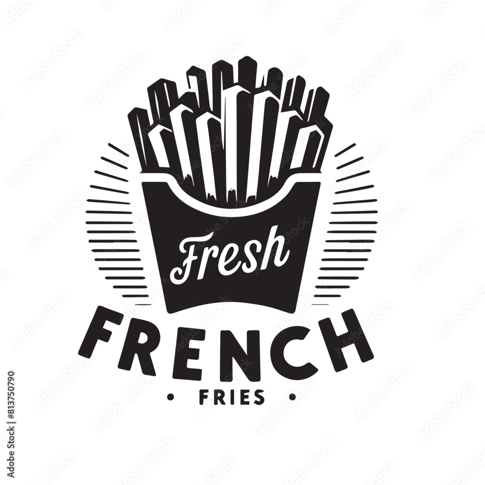 French fries silhouette. French fries logo vector design isolated on white background. French fries silhouette. French fries logo vector design isolated on white background.