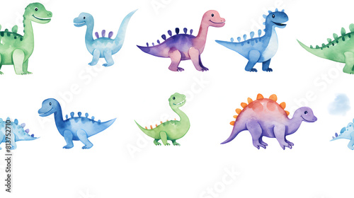 watercolor nursery style dinosaur clip art pattern abstract graphic poster background