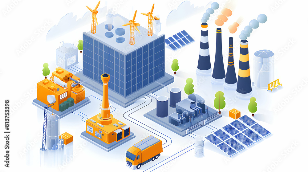 Corporate Energy Audits: Improving Efficiency and Reducing Costs in Simple Flat Design Isometric Scene Corporate Energy Audits: Improving Efficiency and Reducing Costs in Simple Flat Design Isometric Scene