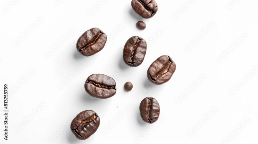 Top view coffee beans isolated on white background artificial intelligence Top view coffee beans isolated on white background artificial intelligence