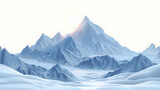 Early Morning Serenity: Flat Design Dawn Over Snowy Peaks Icon Sunrise Isometric Scene   Adobe Stock