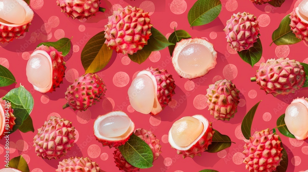 seamless pattern of lychee fruit. seamless pattern of lychee fruit.