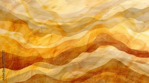 Abstract wave autumn texture background, gold warm tones watercolor. Warm golden yellow, brown, beige, tan, earthy colors backdrop.  photo