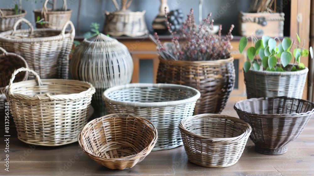 woven baskets crafted from materials like rattan, wicker, or seagrass, providing a rustic yet refined backdrop with a touch of natural charm, perfect for seamless pattern designs. woven baskets crafted from materials like rattan, wicker, or seagrass, providing a rustic yet refined backdrop with a touch of natural charm, perfect for seamless pattern designs.