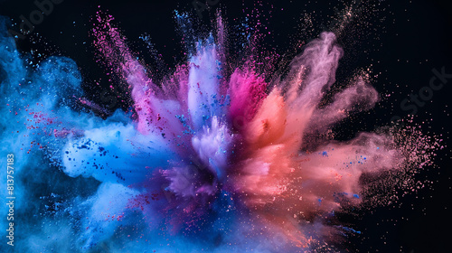 A mysterious transformation of Explosion of colored powder background