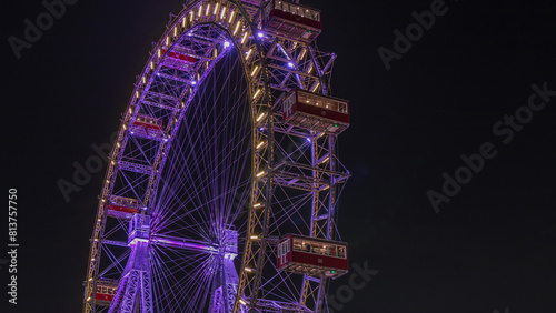 Photography Wiener Riesenrad in Prater night timelapse - oldest and biggest ferris wheel in Austria