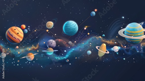 planets and moons locked in a cosmic tug-of-war  illustrating teamwork on an astronomical scale with breathtaking realism.