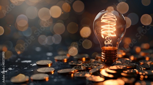 Light Bulb Made of Coins Sy...