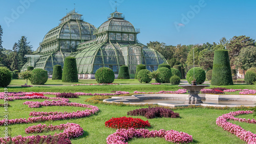 The Palmenhaus Schoenbrunn timelapse - a large greenhouse in the park Schoenbrunn in Vienna, Austria