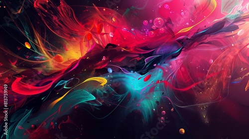 Colorful waves of abstract shapes, representing the fluidity and creativity of design photo