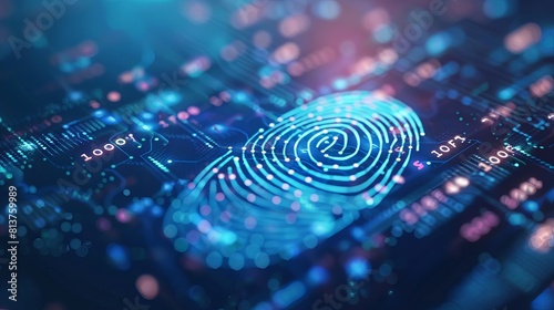 Fingerprint Scanner Enhancing Transaction Security and Cybersecurity Fingerprint scanning technology ensures robust security measures, safeguarding transactions and bolstering cybersecurity  photo