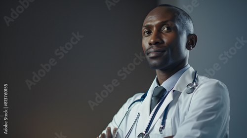 Portrait of confident african american male doctor with stethoscope