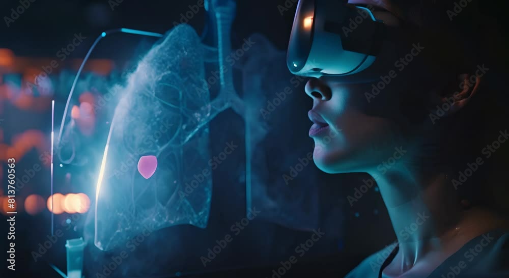 Medical Professional Analyzes Human Lungs in Virtual Reality. Medical Professional Analyzes Human Lungs in Virtual Reality.