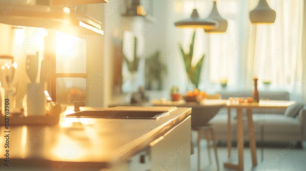 Stylish apartment interior with modern kitchen Idea for home design : Generative AI Stylish apartment interior with modern kitchen Idea for home design : Generative AI