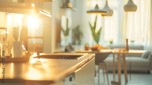 Stylish apartment interior with modern kitchen Idea for home design   Generative AI