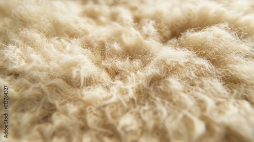 Sheep wool texture. White fur background. Raw lamb hair fabric. Natural sheepskin beige material.