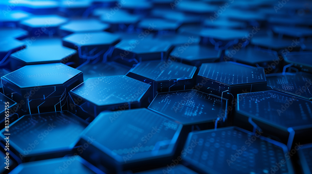 A blue background with a pattern of hexagons A blue background with a pattern of hexagons