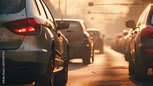 Wallpaper Mural Long line of cars on the road during the city's rush hour, exhaust pollution, and environmental problems. Urban traffic congestion and pollution	
 Torontodigital.ca