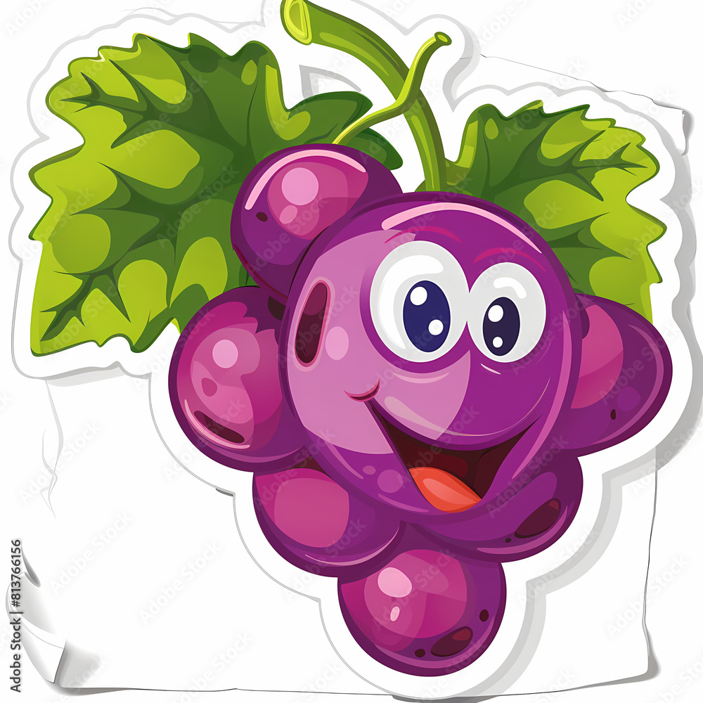 Naklejka premium Cute grape catoon on a White Canvas Sticker,vector image