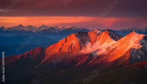 A mountain range glowing in the light of a fiery s upscaled 4 © Dianan