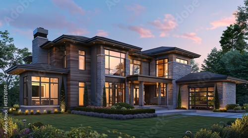 large two-story house with a modern design