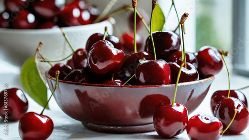 cherries in a bowl on the table