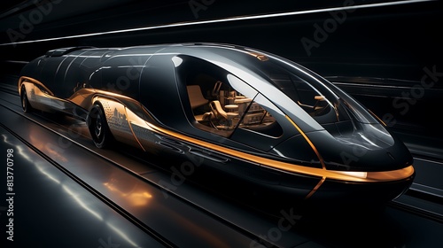 A high-tech hyperloop pod traveling at high speed © Transport Images