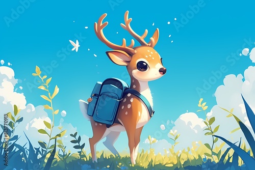 a deer wearing a bag in nature