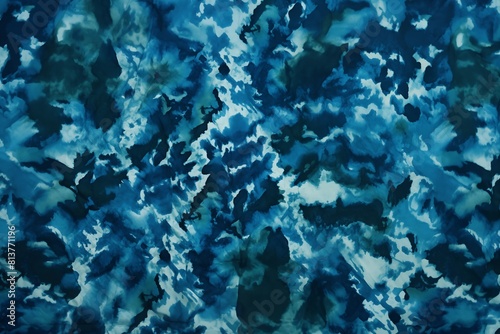 Abstract Blue Camouflage Pattern Suitable for Military and Fashion Textiles.