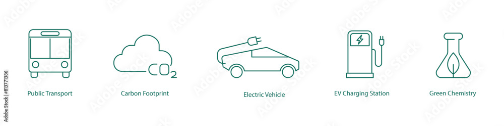 Vector Icons of Public Transportation and Green Technologies Vector Icons of Public Transportation and Green Technologies