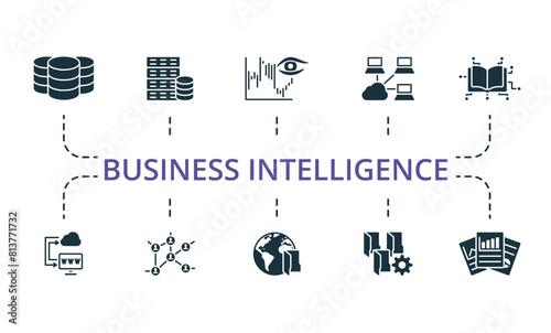 Business intelligence set. Creative icons. Editable elements.