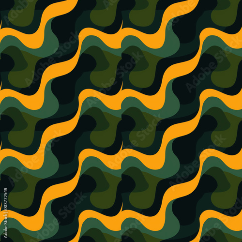 Timeless green yellow military camouflage motif, a versatile choice for fabric, wrapping, and wallpaper