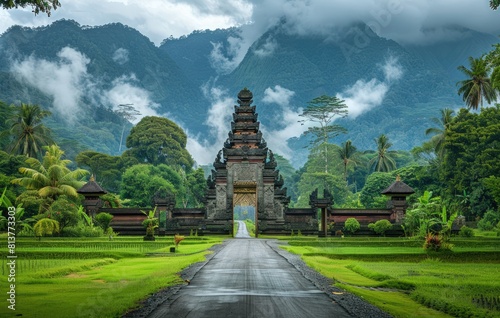 beautifull lanscape of bali with temple