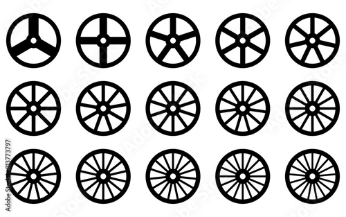 Black and white of wheels, cart wheel