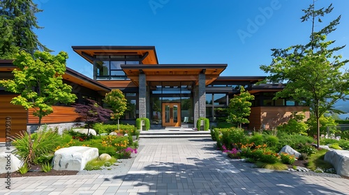 A photo of the front entrance to an upscale modern home in British Columbia  © Wajid