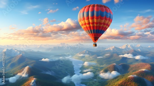 A hot air balloon soaring above the clouds