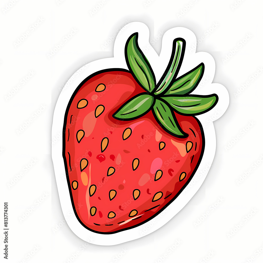 Obraz premium Cute strawberry catoon on a White Canvas Sticker,vector image