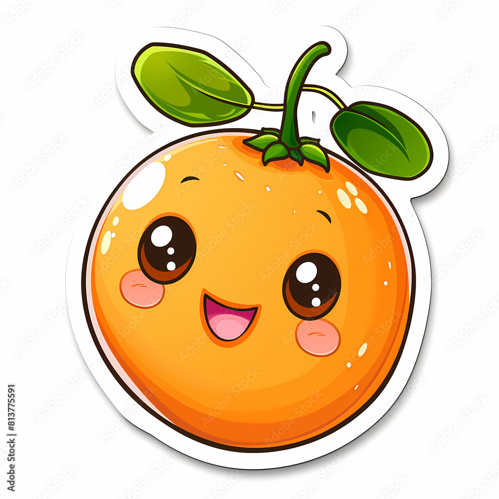 Obraz premium Cute orange catoon on a White Canvas Sticker,vector image