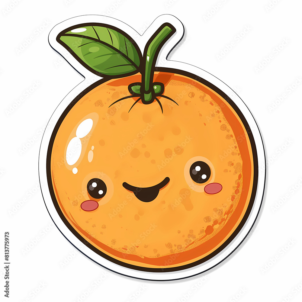 Cute orange catoon on a White Canvas Sticker,vector image Cute orange catoon on a White Canvas Sticker,vector image
