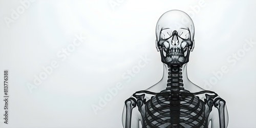 D Rendering of Front View Human Skeleton X-ray for Medical Purposes. Concept 3D Rendering, Front View, Human Skeleton, X-ray, Medical Purposes