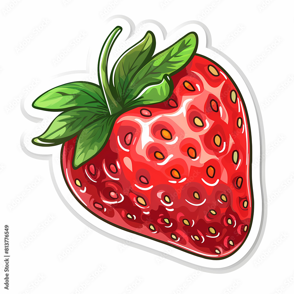 Obraz premium Cute strawberry catoon on a White Canvas Sticker,vector image
