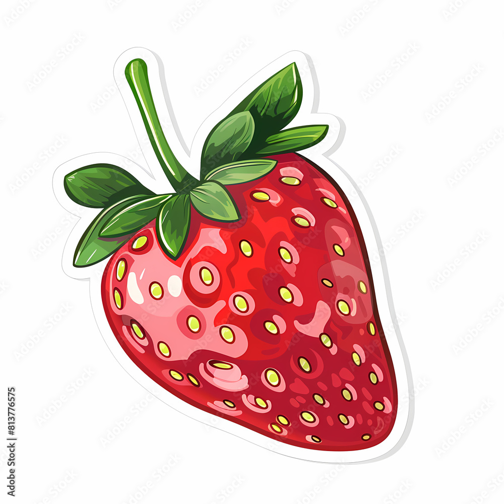 Obraz premium Cute strawberry catoon on a White Canvas Sticker,vector image