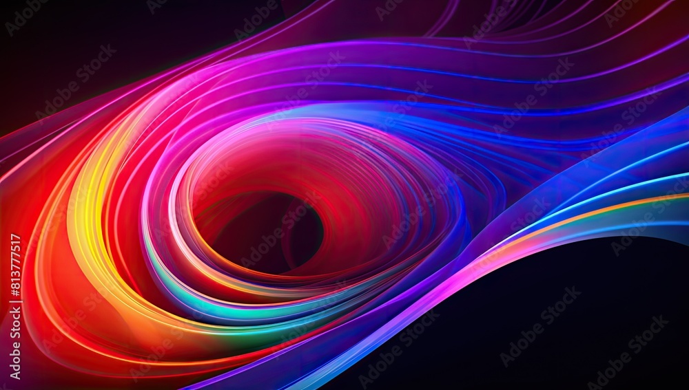 Fototapeta premium Fluid Symphony: Colorful Wavy Line Dancing Across a Vivid Purple and Blue Background